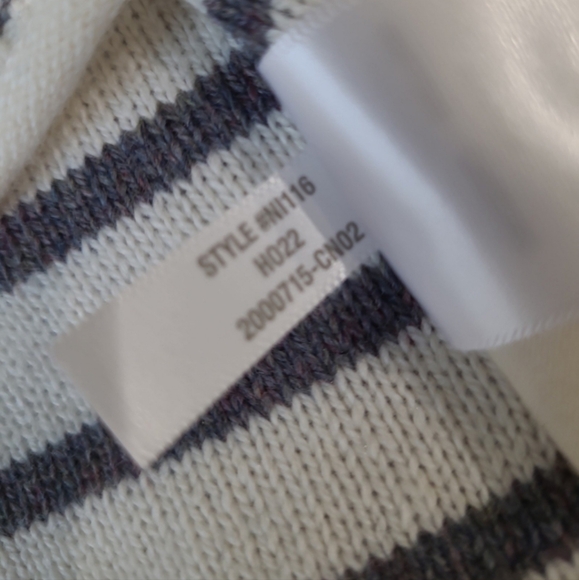 Madewell Women's SZ Med. Merino Wool Blend Mock neck blue ivory sweater coastal - Picture 10 of 10